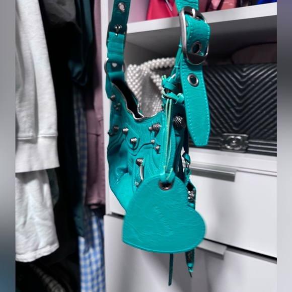 BALENCIAGA WOMEN'S LE CAGOLE XS SHOULDER BAG IN GREEN - Picture 4 of 6